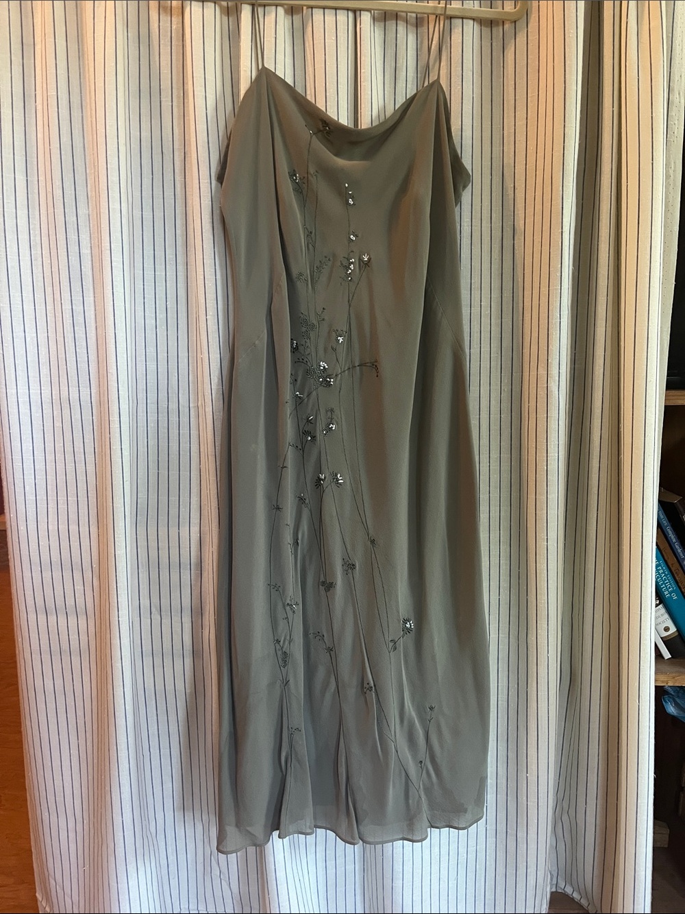 Sage Green Embroidered Slip Dress